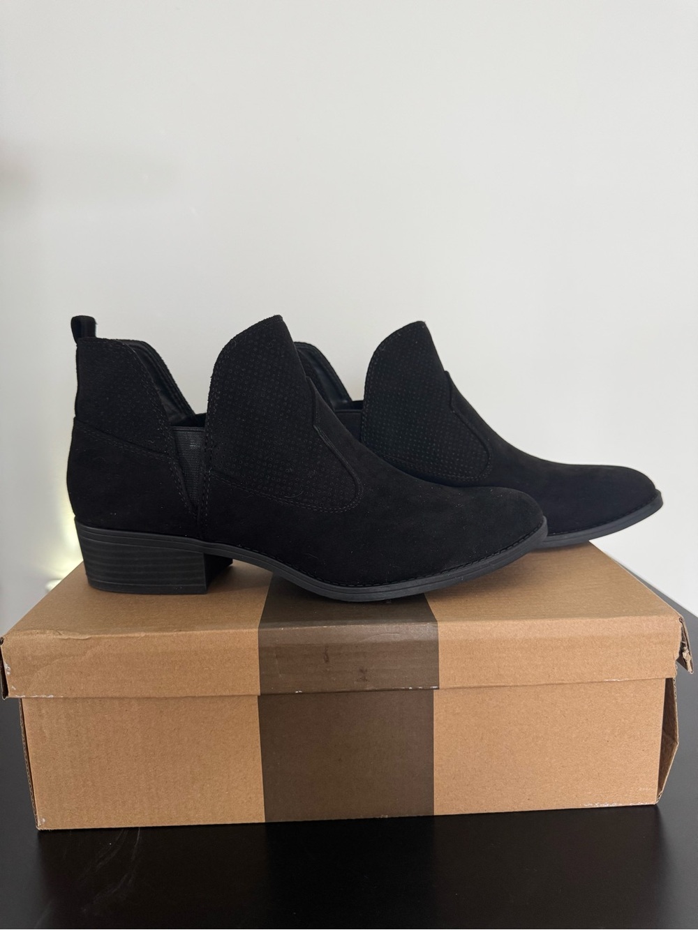 Lexi & Abbie black faux-suede low-profile booties